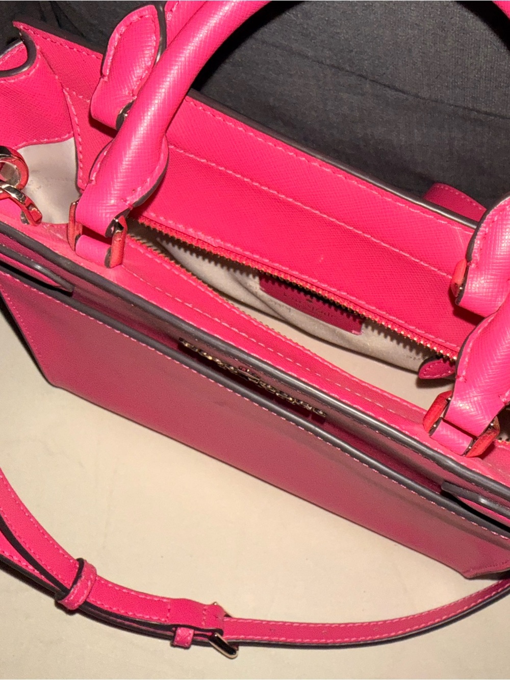 kate spade Bright Pink Leather Satchel with Crossbody Strap - Picture 10 of 13